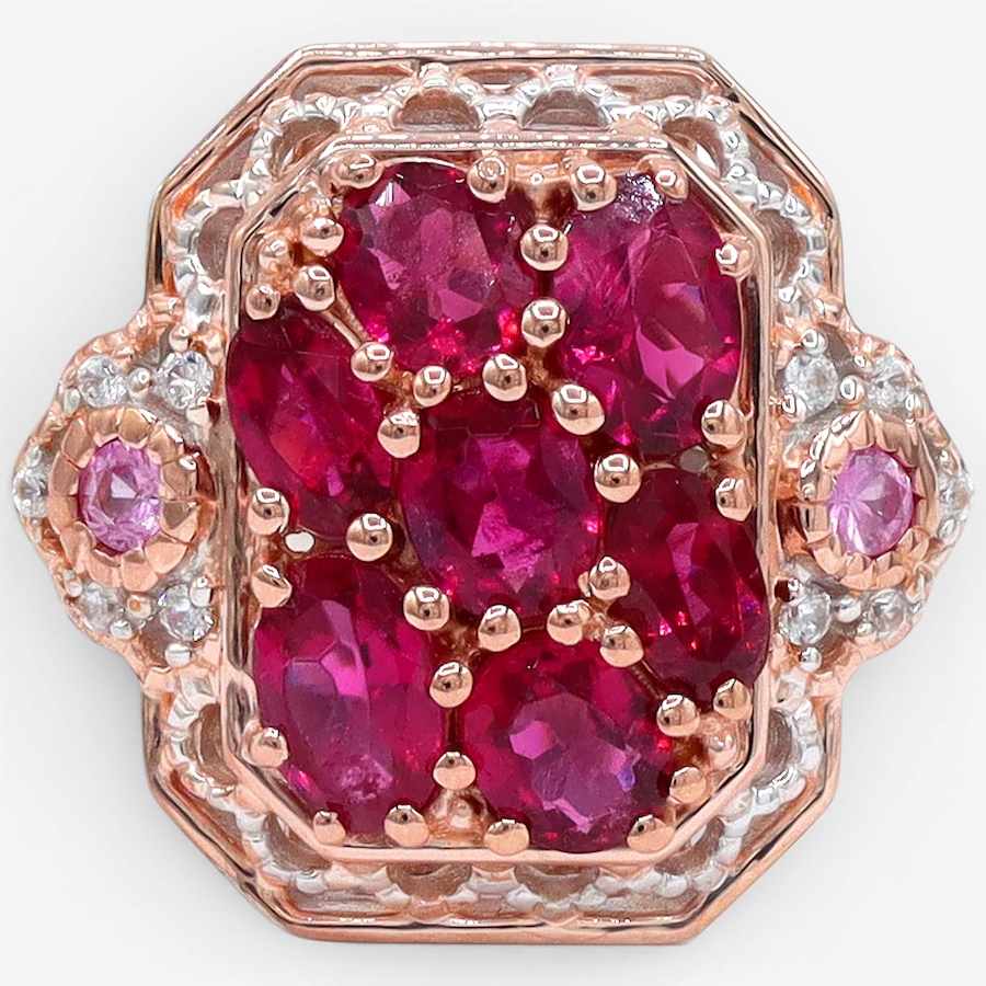 Image 755783.jpg, Product 755-783 / Price $449.99, Gems En Vogue Palladium Silver Dark Rubellite, Pink Sapphire & White Zircon Ring from Gems En Vogue on TSC.ca's Jewellery department