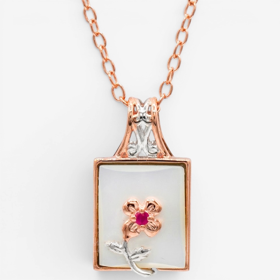 Image 755785.jpg, Product 755-785 / Price $229.99, Gems En Vogue Palladium Silver Ruby & Mother of Pearl Pendant With Chain from Gems En Vogue on TSC.ca's Jewellery department