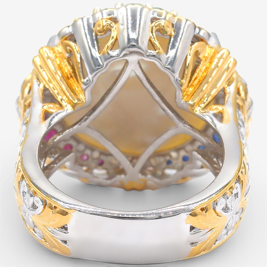Image 755786_ALTMORE2.jpg, Product 755-786 / Price $449.99, Gems en Vogue Palladium Silver White Mabe Pearl, Ruby, Emerald and Blue Sapphire Ring from Gems En Vogue on TSC.ca's Jewellery department