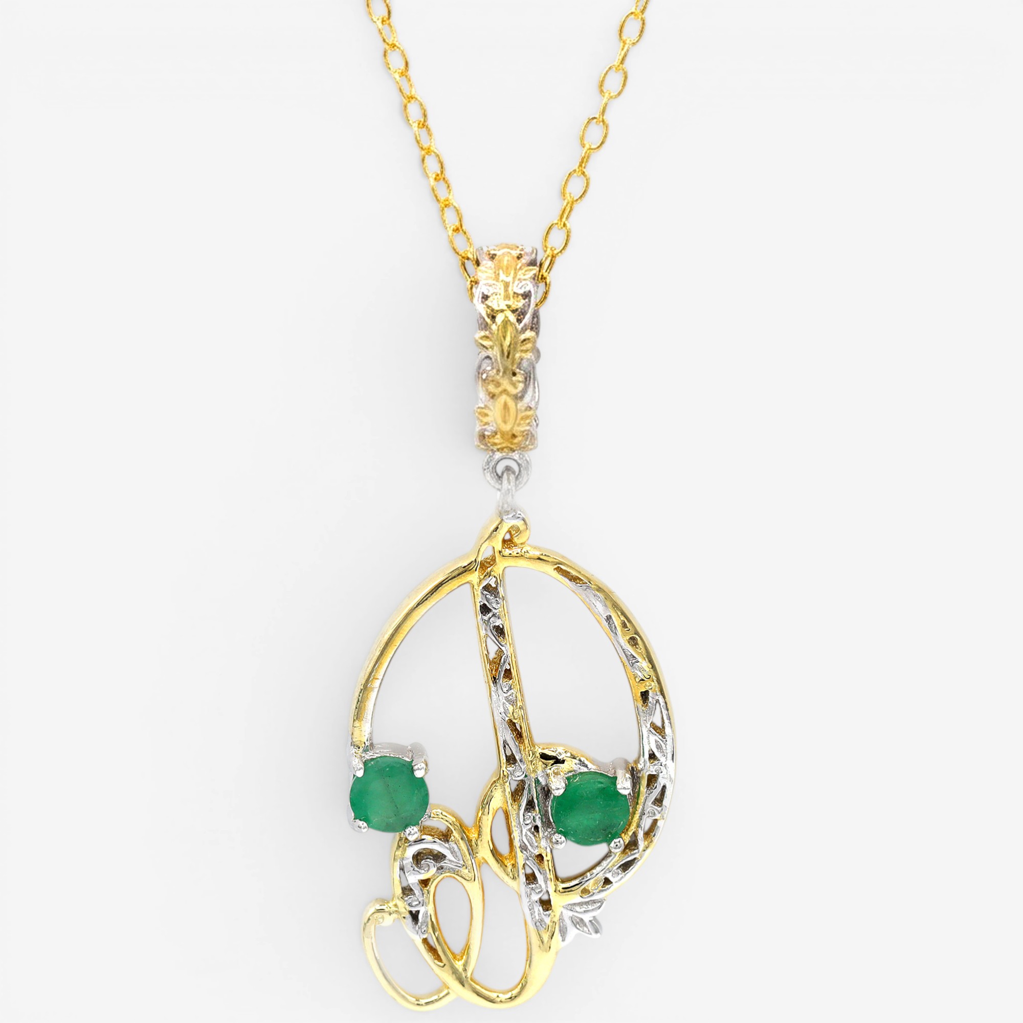 Gems En Vogue Palladium Silver Grizzly Emerald Aphabet Pendant