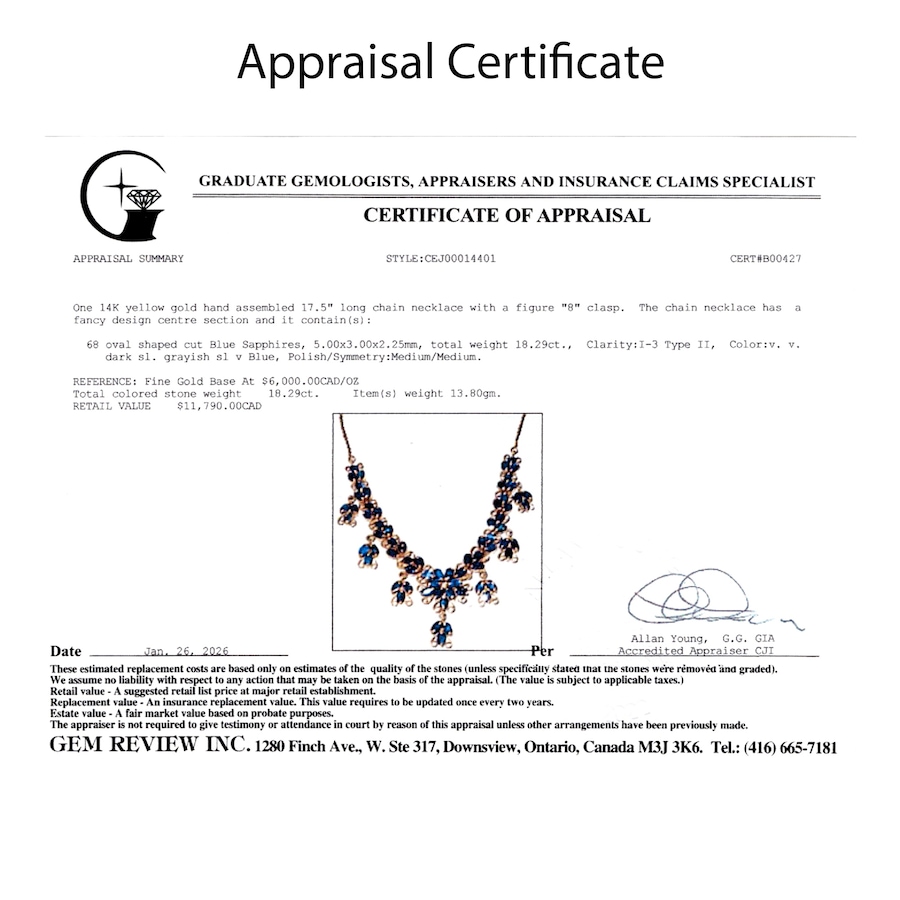 Image 755843_ALTMORE5.jpg, Product 755-843 / Price $5,895.00, Estate Originals 14K Yellow Gold 17.5" Sapphire Floral Drop Necklace  from Estate Originals on TSC.ca's Jewellery department