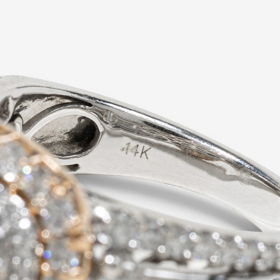 Image 755845_ALTMORE5.jpg, Product 755-845 / Price $5,695.00, Estate Originals 14K White and Rose Gold Fancy Halo Design Diamond Ring with Baguette-Cut Shoulders from Estate Originals on TSC.ca's Jewellery department