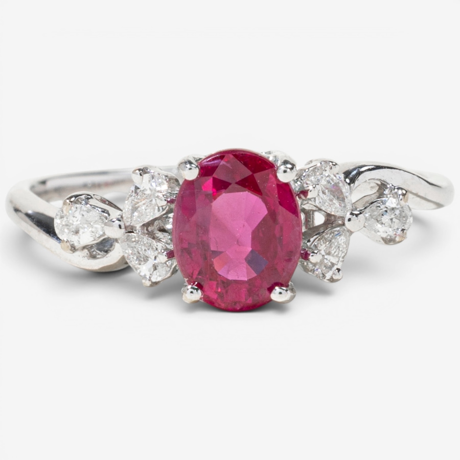 Image 755850.jpg, Product 755-850 / Price $2,295.00, Estate Originals 18K White Gold Ruby and Diamond Swirl Ring from Estate Originals on TSC.ca's Jewellery department