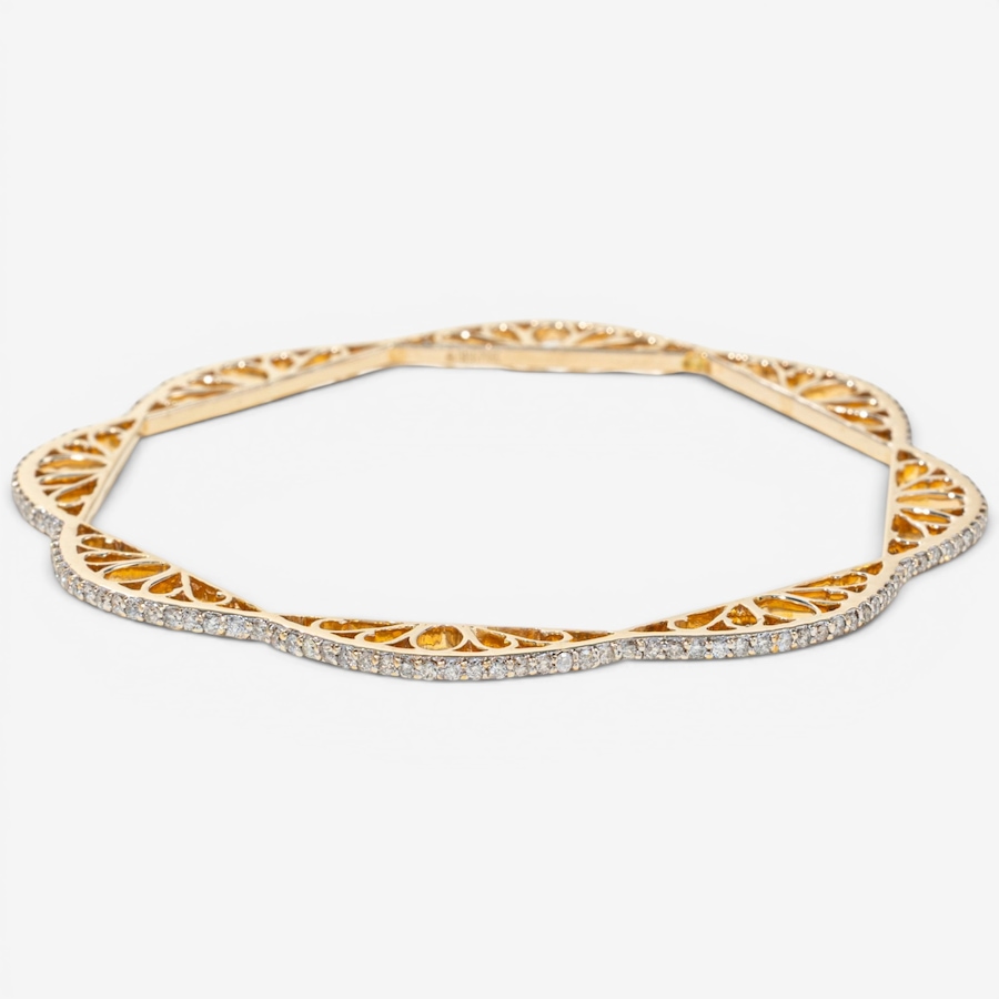 Image 755854_ALTMORE3.jpg, Product 755-854 / Price $7,995.00, Estate Originals 18K Yellow Gold Filigree Diamond Wave Slip on Bangle Bracelet with Filigree from Estate Originals on TSC.ca's Jewellery department
