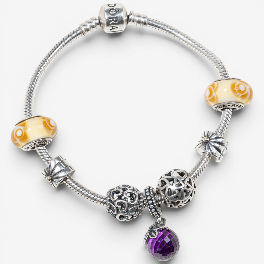Image 755856_ALTMORE1.jpg, Product 755-856 / Price $450.00, Estate Originals Sterling Silver 7.5" Pandora Moments Bracelet with Charms from Estate Originals on TSC.ca's Jewellery department