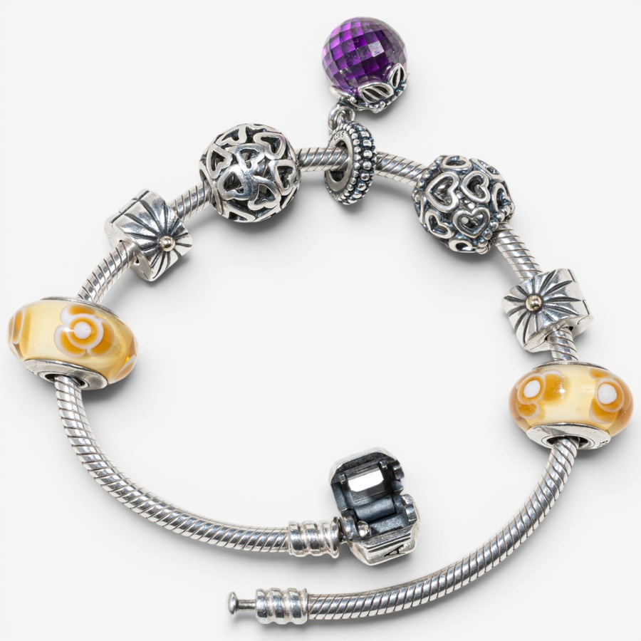Image 755856_ALTMORE2.jpg, Product 755-856 / Price $450.00, Estate Originals Sterling Silver 7.5" Pandora Moments Bracelet with Charms from Estate Originals on TSC.ca's Jewellery department
