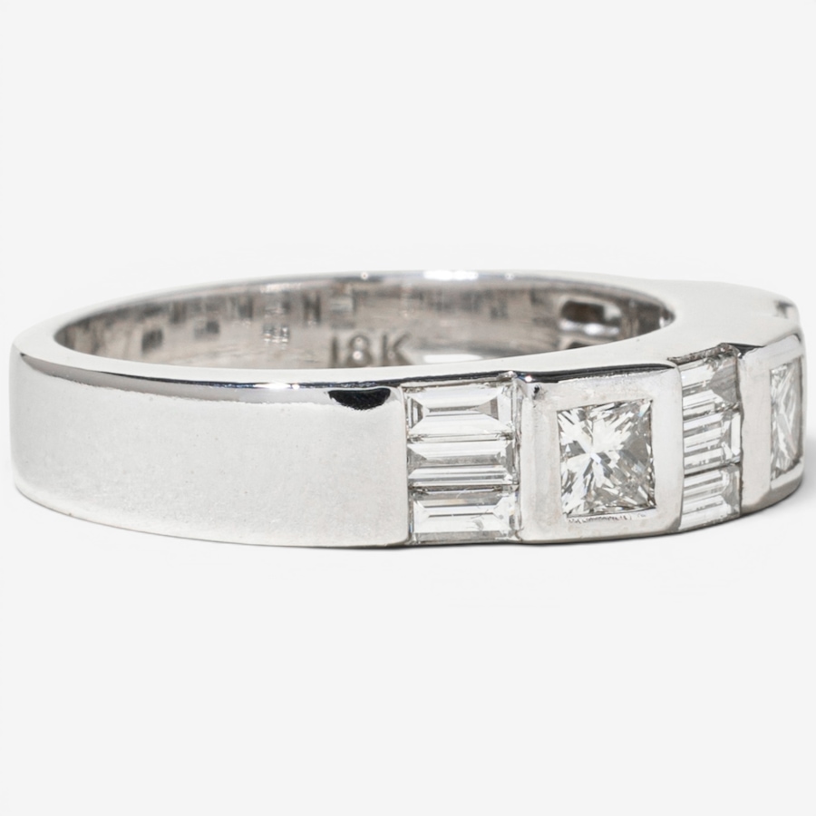 Image 755861_ALTMORE2.jpg, Product 755-861 / Price $5,695.00, Estate Originals 18K White Gold Alternating Princess and Baguette-Cut Diamond Band-Style Ring from Estate Originals on TSC.ca's Jewellery department