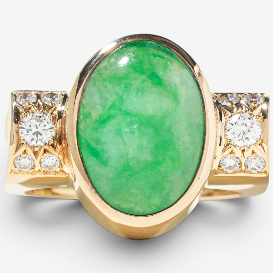 Image 755862.jpg, Product 755-862 / Price $6,995.00, Estate Originals 18K Yellow Gold Jadeite Jade and Diamond Ring from Estate Originals on TSC.ca's Jewellery department