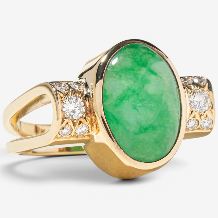 Image 755862_ALTMORE1.jpg, Product 755-862 / Price $6,995.00, Estate Originals 18K Yellow Gold Jadeite Jade and Diamond Ring from Estate Originals on TSC.ca's Jewellery department