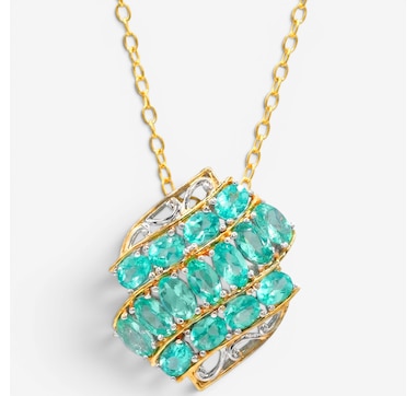 Gems En Vogue Palladium Silver Apatite Pendant With Chain