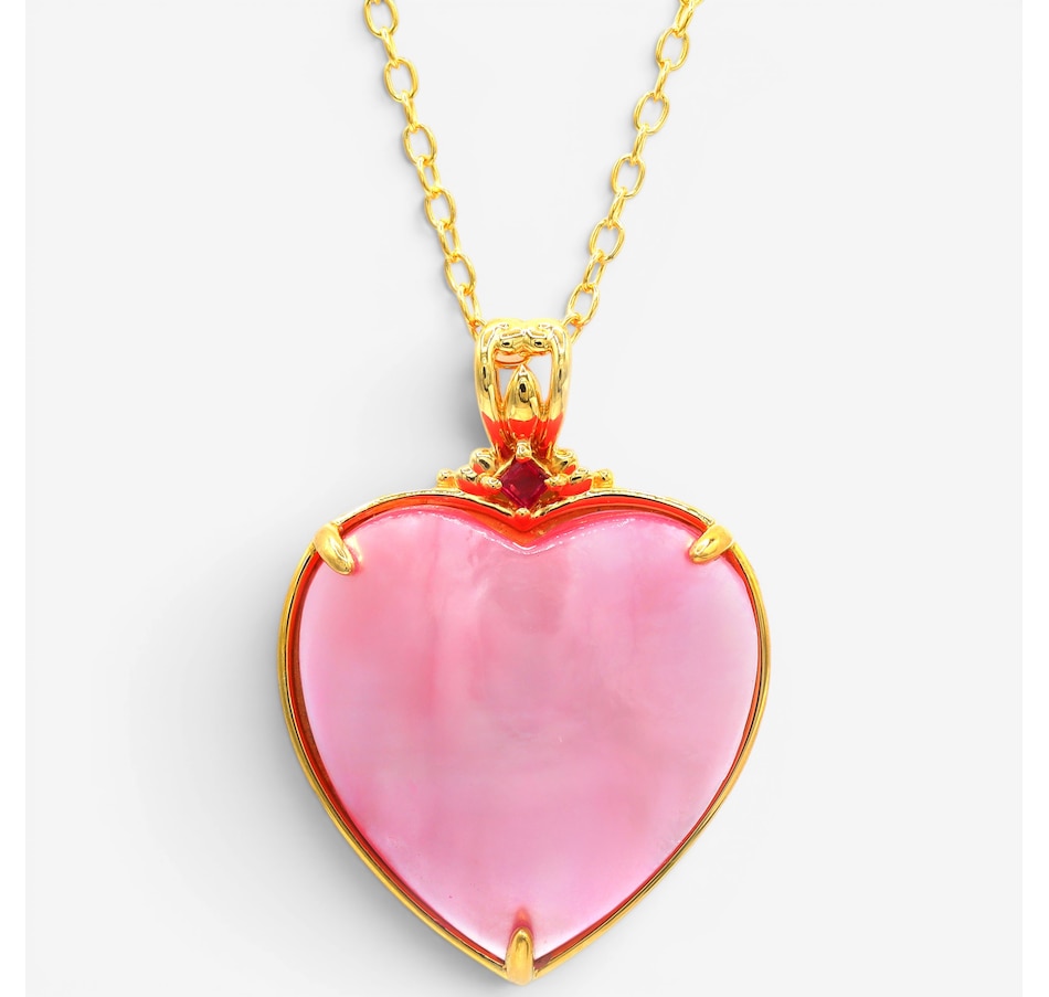 Image 755869_RBY.jpg, Product 755-869 / Price $299.99, Gems en Vogue Palladium Silver Mabe Pearl and Gemstone Heart Pendant with Chain from Gems En Vogue on TSC.ca's Jewellery department