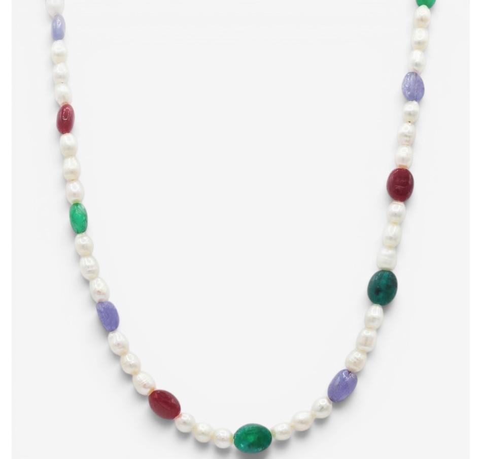 Image 755870.jpg, Product 755-870 / Price $229.99, Gems En Vogue Palladium Silver Tumbled Bead, Multi Gems & Pearl Necklace from Gems En Vogue on TSC.ca's Jewellery department
