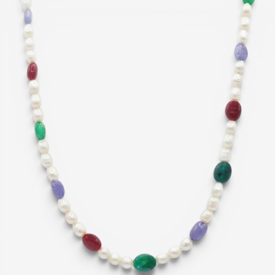 Image 755870.jpg, Product 755-870 / Price $289.99, Gems En Vogue Palladium Silver Tumbled Bead, Multi Gems & Pearl Necklace from Gems En Vogue on TSC.ca's Jewellery department