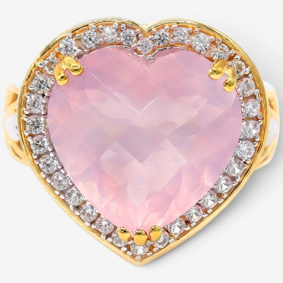 Image 755875.jpg, Product 755-875 / Price $339.99, Gems En Vogue Palladium Silver Rose Quartz & White Zircon Heart Ring from Gems En Vogue on TSC.ca's Jewellery department