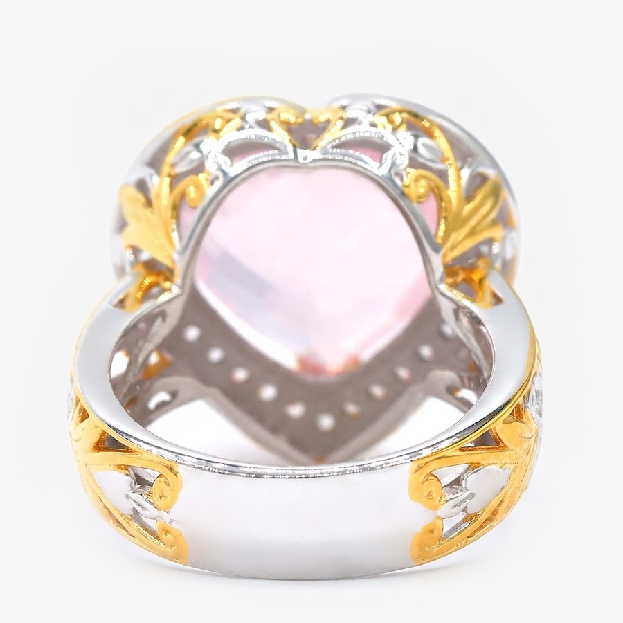 Image 755875_ALTMORE2.jpg, Product 755-875 / Price $339.99, Gems En Vogue Palladium Silver Rose Quartz & White Zircon Heart Ring from Gems En Vogue on TSC.ca's Jewellery department