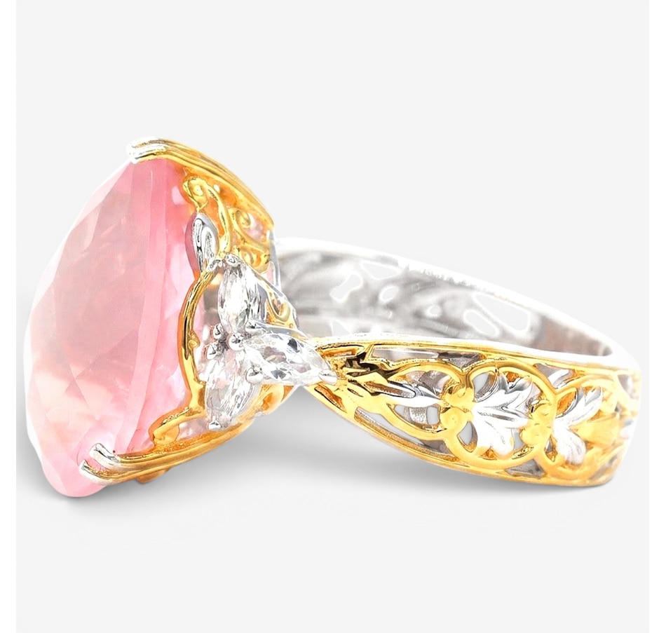 Image 755877_ALTMORE1.jpg, Product 755-877 / Price $345.99, Gems En Vogue Palladium Silver Pear Shape Rose Quartz & White Zircon Ring from Gems En Vogue on TSC.ca's Jewellery department