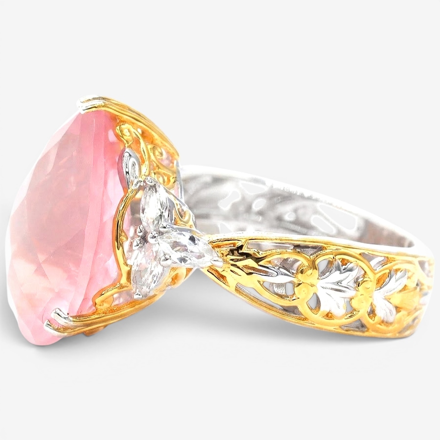 Image 755877_ALTMORE1.jpg, Product 755-877 / Price $389.99, Gems En Vogue Palladium Silver Pear Shape Rose Quartz & White Zircon Ring from Gems En Vogue on TSC.ca's Jewellery department