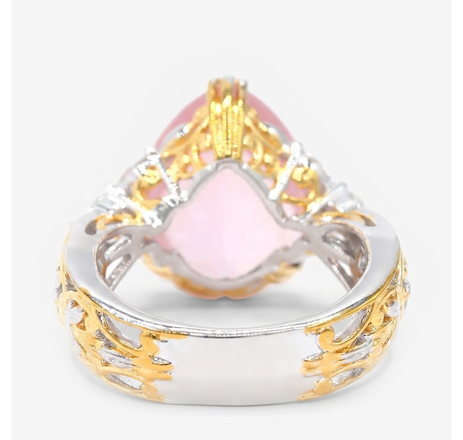 Image 755877_ALTMORE2.jpg, Product 755-877 / Price $345.99, Gems En Vogue Palladium Silver Pear Shape Rose Quartz & White Zircon Ring from Gems En Vogue on TSC.ca's Jewellery department