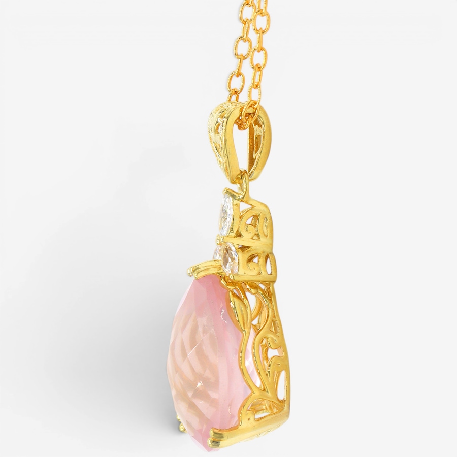 Image 755878_ALTMORE1.jpg, Product 755-878 / Price $339.99, Gems En Vogue Palladium Silver Rose Quartz & White Zircon Pendant With Chain from Gems En Vogue on TSC.ca's Jewellery department