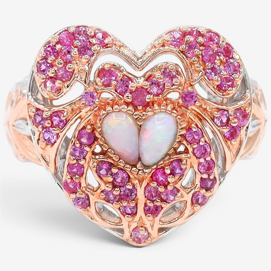 Image 755884.jpg, Product 755-884 / Price $399.99, Gems En Vogue Palladium Silver White Opal & Pink Sapphire Heart Ring from Gems En Vogue on TSC.ca's Jewellery department