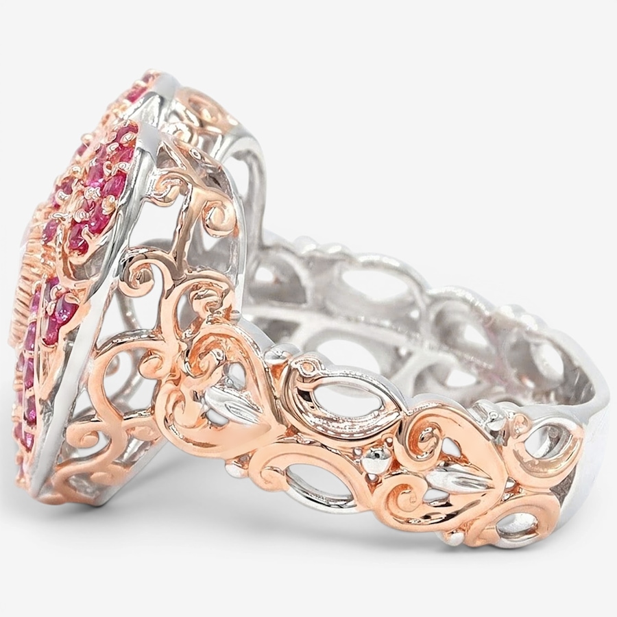 Image 755884_ALTMORE1.jpg, Product 755-884 / Price $399.99, Gems En Vogue Palladium Silver White Opal & Pink Sapphire Heart Ring from Gems En Vogue on TSC.ca's Jewellery department