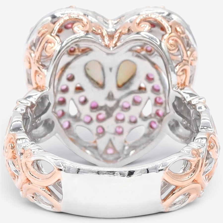 Image 755884_ALTMORE2.jpg, Product 755-884 / Price $399.99, Gems En Vogue Palladium Silver White Opal & Pink Sapphire Heart Ring from Gems En Vogue on TSC.ca's Jewellery department