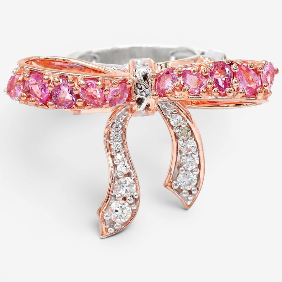 Image 755887.jpg, Product 755-887 / Price $229.99, Gems En Vogue Palladium Silver Pink Sapphire & White Zircon Bow Ring from Gems En Vogue on TSC.ca's Jewellery department