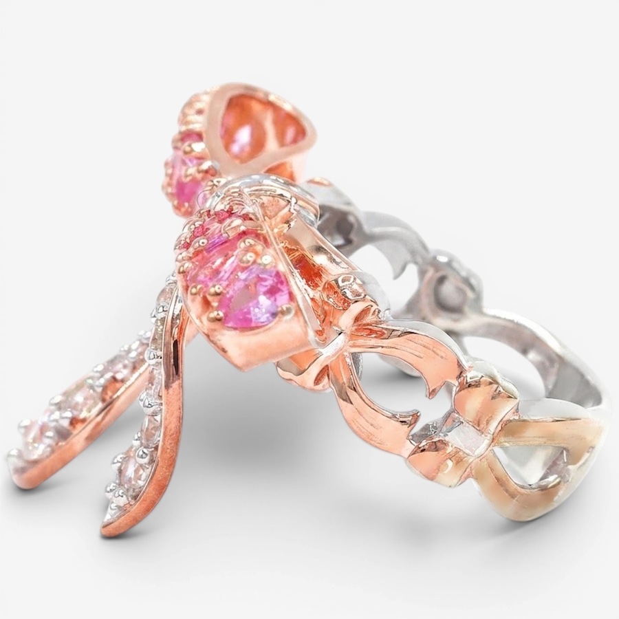 Image 755887_ALTMORE1.jpg, Product 755-887 / Price $229.99, Gems En Vogue Palladium Silver Pink Sapphire & White Zircon Bow Ring from Gems En Vogue on TSC.ca's Jewellery department