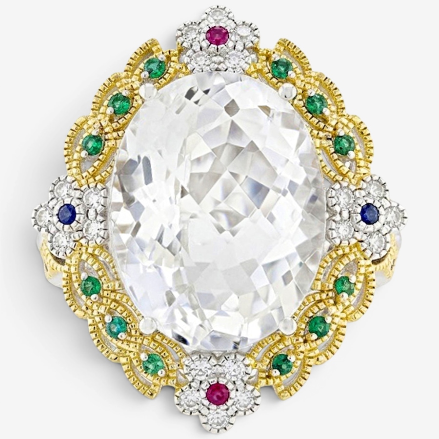 Image 755888.jpg, Product 755-888 / Price $279.99, Gems En Vogue Palladium Silver White Quartz & Precious Gemstone Ring from Gems En Vogue on TSC.ca's Jewellery department