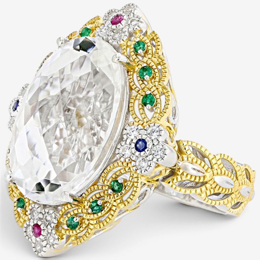 Image 755888_ALTMORE1.jpg, Product 755-888 / Price $279.99, Gems En Vogue Palladium Silver White Quartz & Precious Gemstone Ring from Gems En Vogue on TSC.ca's Jewellery department