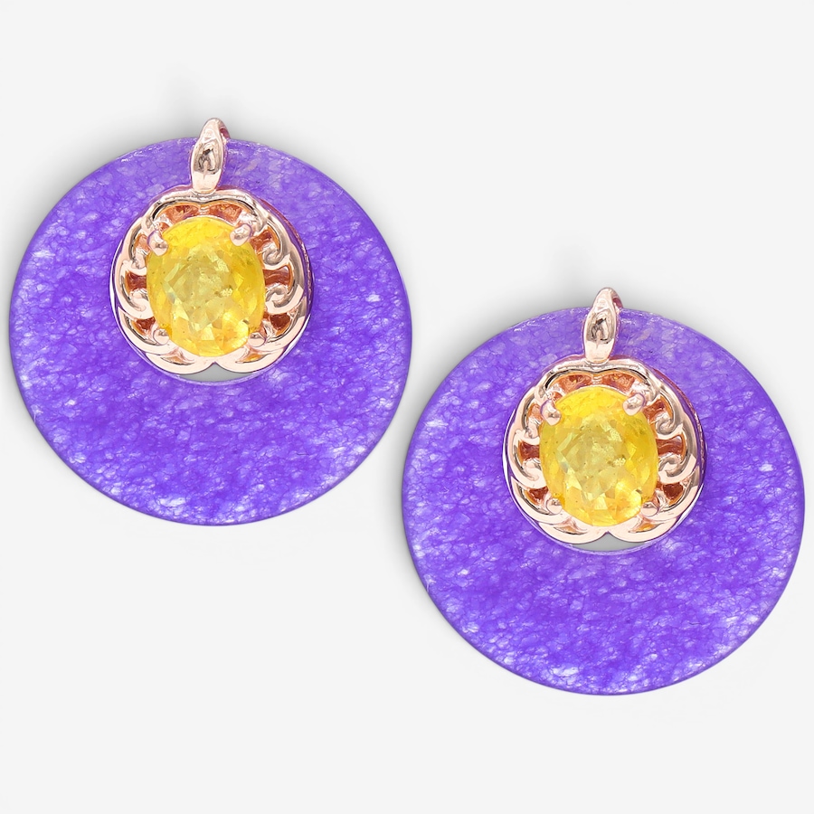 Image 755892.jpg, Product 755-892 / Price $114.99, Palladium Silver Yellow Sapphire & Purple Chalcedony Earrings from Gems En Vogue on TSC.ca's Jewellery department