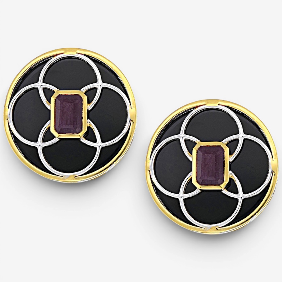 Image 755893.jpg, Product 755-893 / Price $169.99, Gems En Vogue Palladium Silver Ruby & Black Onyx Stud Earrings from Gems En Vogue on TSC.ca's Jewellery department