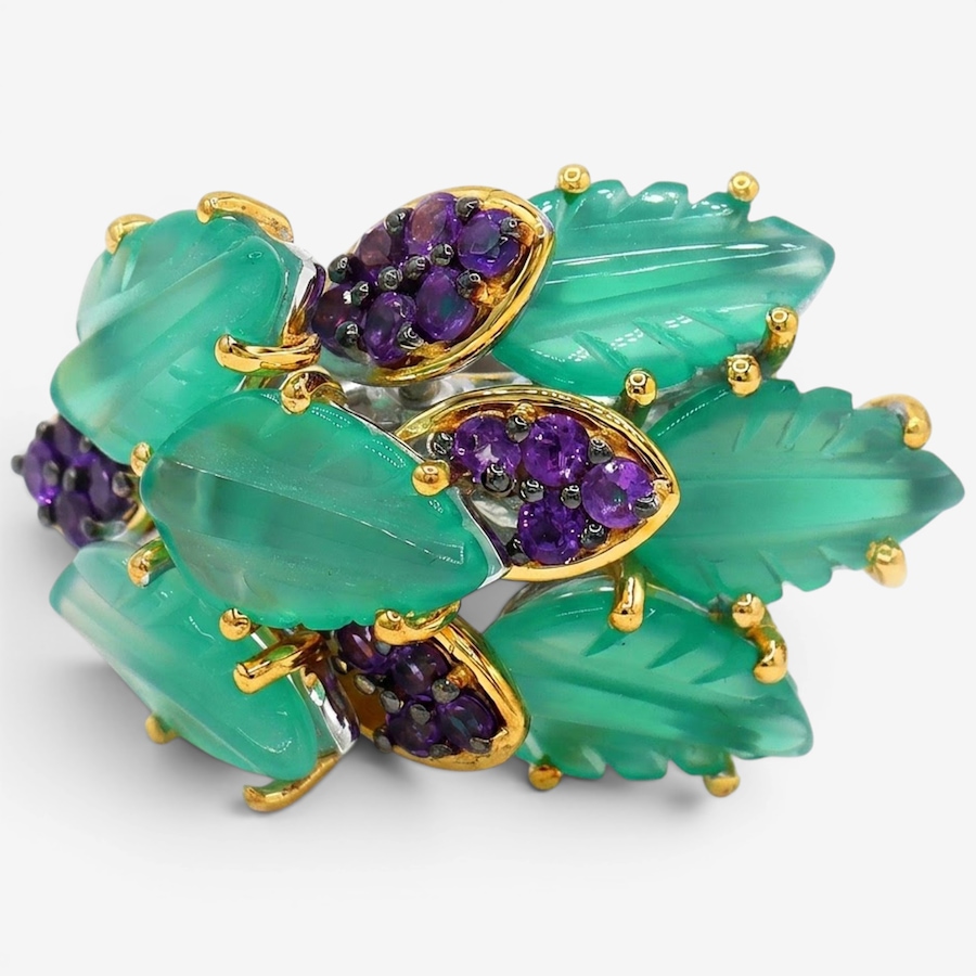 Image 755898.jpg, Product 755-898 / Price $339.99, Gems En Vogue Palladium Silver Green Agate & Amethyst Ring from Gems En Vogue on TSC.ca's Jewellery department