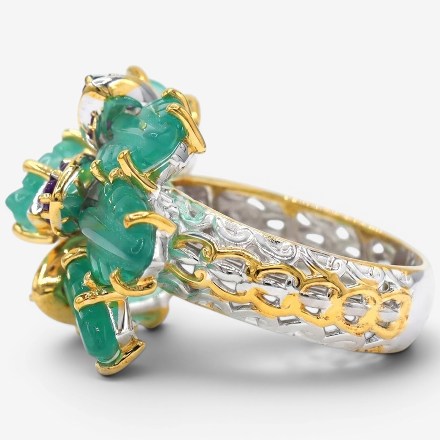 Image 755898_ALTMORE1.jpg, Product 755-898 / Price $339.99, Gems En Vogue Palladium Silver Green Agate & Amethyst Ring from Gems En Vogue on TSC.ca's Jewellery department