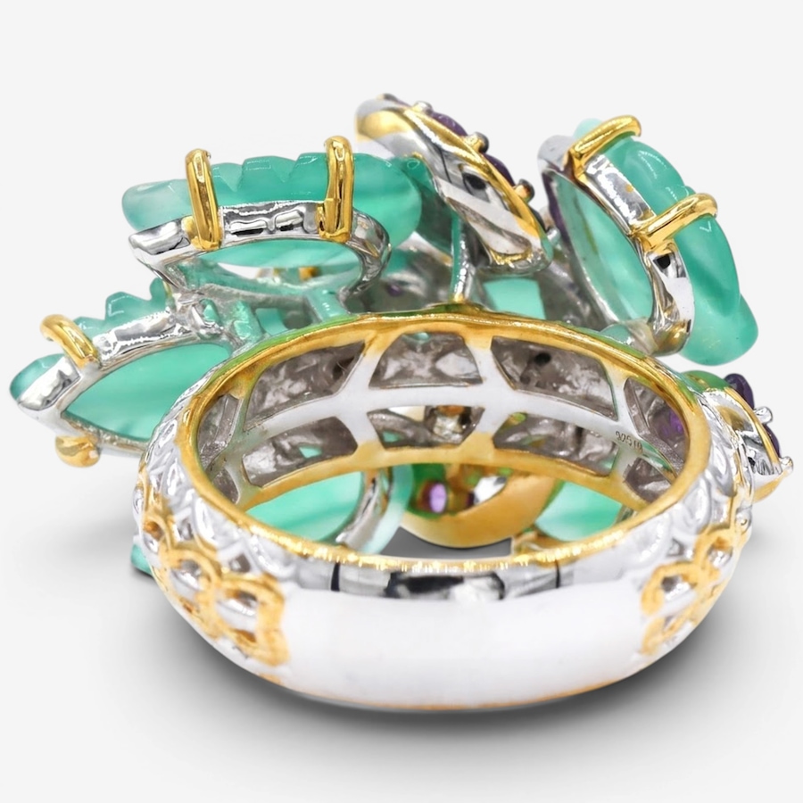 Image 755898_ALTMORE2.jpg, Product 755-898 / Price $339.99, Gems En Vogue Palladium Silver Green Agate & Amethyst Ring from Gems En Vogue on TSC.ca's Jewellery department