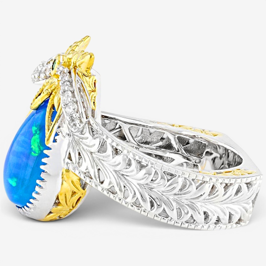 Image 755899_ALTMORE1.jpg, Product 755-899 / Price $339.99, Gems En Vogue Palladium Silver Paraiba Opal, Grizzly Emerald & White Zircon Ring from Gems En Vogue on TSC.ca's Jewellery department
