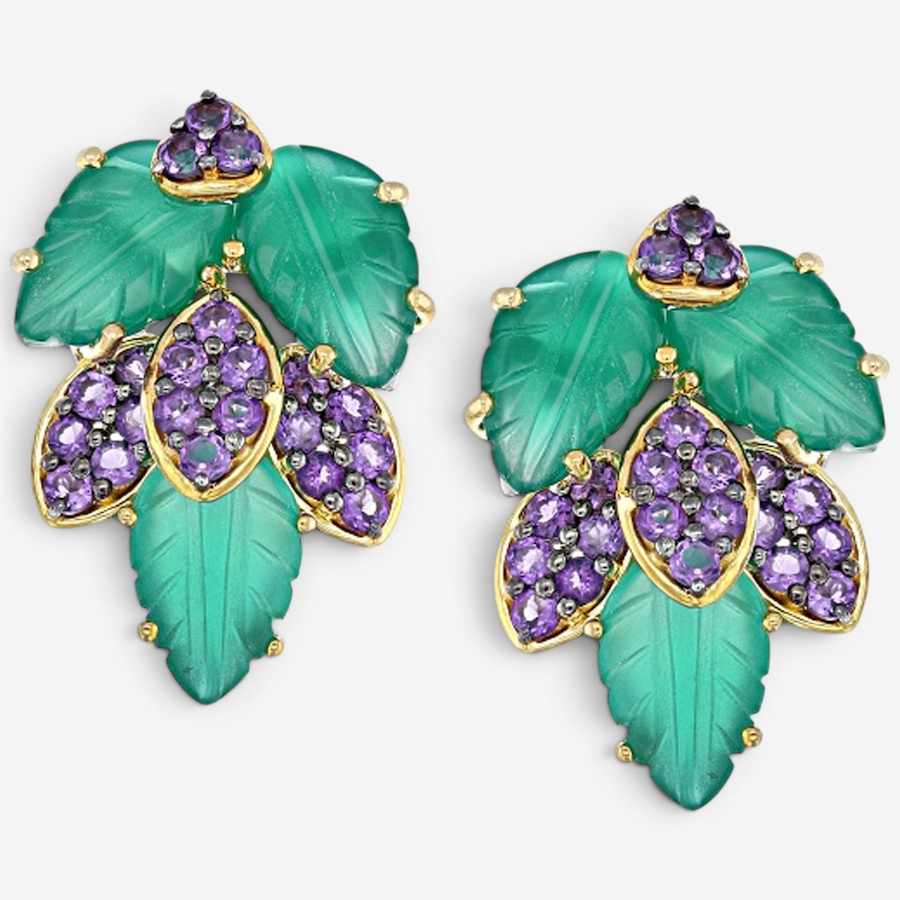 Image 755903.jpg, Product 755-903 / Price $339.99, Gems En Vogue Palladium Silver Green Agate & Amethyst Earrings from Gems En Vogue on TSC.ca's Jewellery department