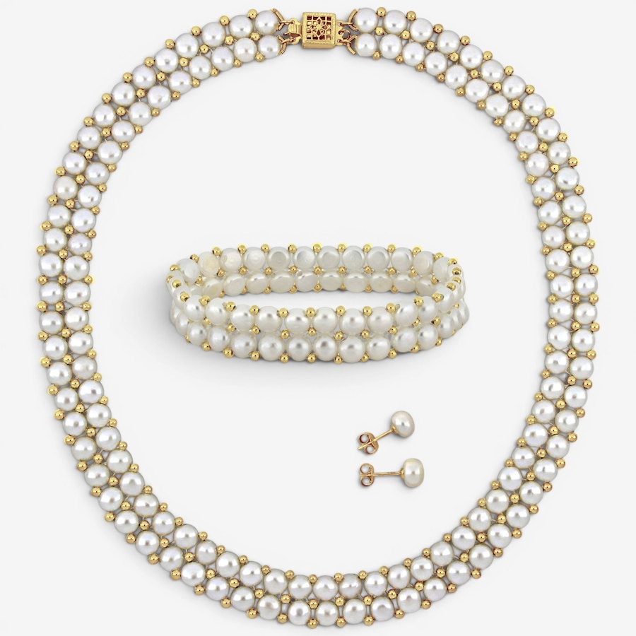 Image 755907_WHT.jpg, Product 755-907 / Price $259.99, Amour Pearls Sterling Silver Cultured Freshwater Pearl Bracelet And Earring Set from Amour Pearls on TSC.ca's Jewellery department
