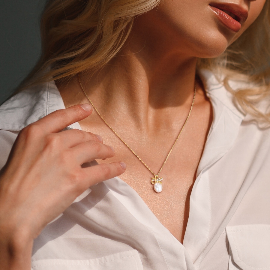 Image 755910_ALTMORE5.jpg, Product 755-910 / Price $149.99, Amour Pearls Sterling Silver Created White Sapphire And Freshwater Pearl Fashion Pendant With Chain from Amour Pearls on TSC.ca's Jewellery department