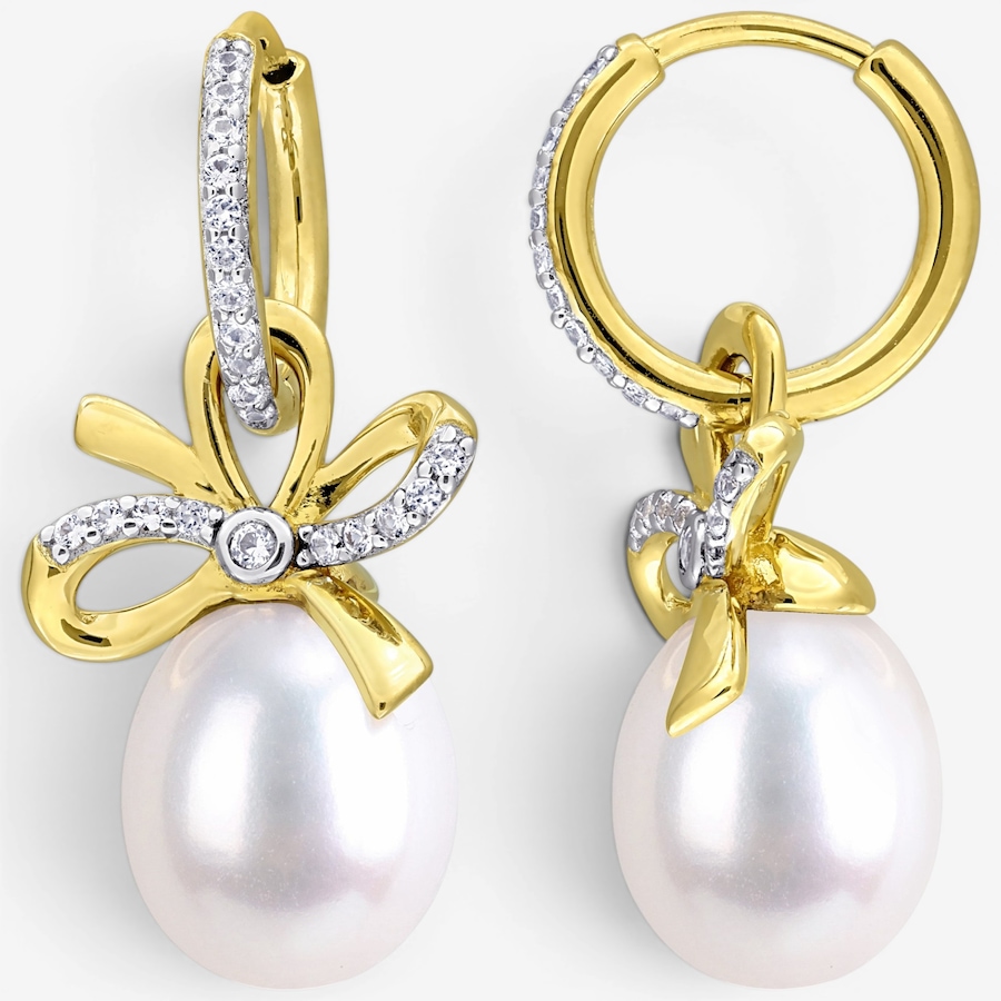 Image 755911.jpg, Product 755-911 / Price $219.99, Amour Pearls Sterling Silver Created White Sapphire & Freshwater Fashion Hoop Earring from Amour Pearls on TSC.ca's Jewellery department