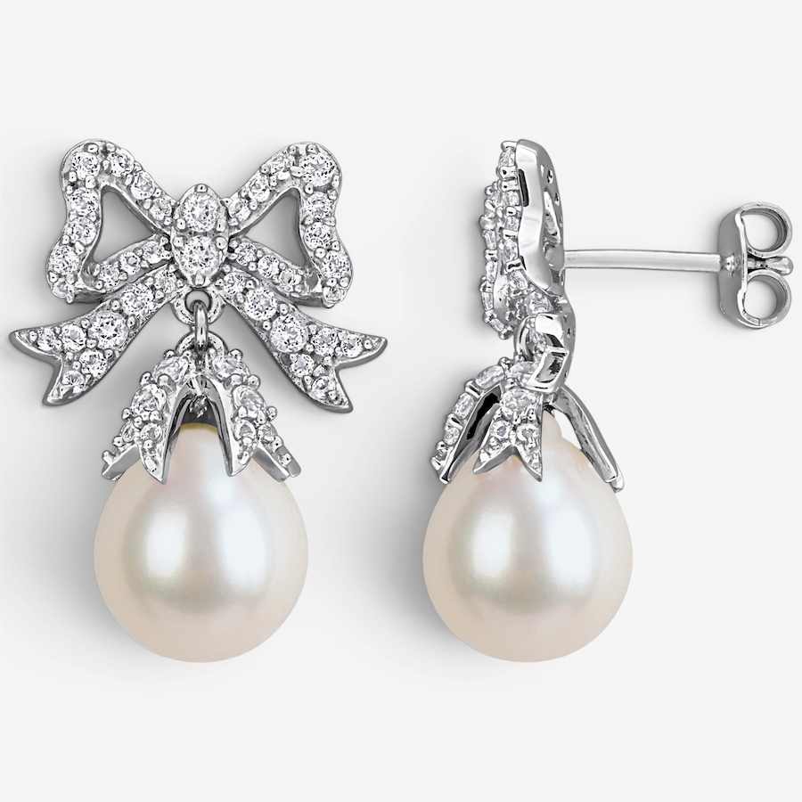 Image 755917.jpg, Product 755-917 / Price $319.99, Amour Pearls Sterling Silver White Topaz And Freshwater Pearl Earrings from Amour Pearls on TSC.ca's Jewellery department