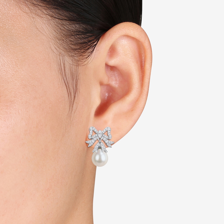 Image 755917_ALTMORE1.jpg, Product 755-917 / Price $319.99, Amour Pearls Sterling Silver White Topaz And Freshwater Pearl Earrings from Amour Pearls on TSC.ca's Jewellery department