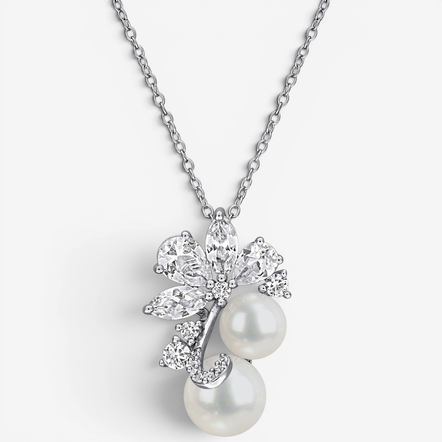 Image 755919.jpg, Product 755-919 / Price $229.99, Amour Pearls Sterling Silver Created White Sapphire and Freshwater Pearl Pendant With Chain from Amour Pearls on TSC.ca's Jewellery department
