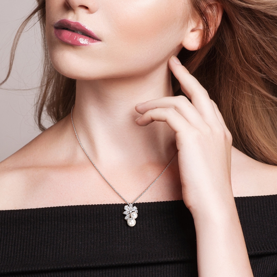 Image 755919_ALTMORE4.jpg, Product 755-919 / Price $229.99, Amour Pearls Sterling Silver Created White Sapphire and Freshwater Pearl Pendant With Chain from Amour Pearls on TSC.ca's Jewellery department