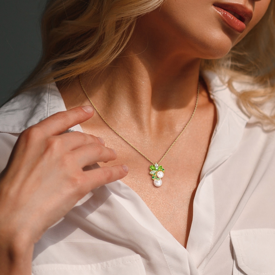 Image 755921_ALTMORE3.jpg, Product 755-921 / Price $339.99, Amour Pearls Sterling Silver Peridot Green Quartz Tsavorite And Freshwater Pearl Pendant from Amour Pearls on TSC.ca's Jewellery department
