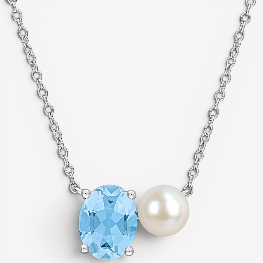 Image 755923.jpg, Product 755-923 / Price $149.99, Amour Pearls Sterling Silver Sky Blue Topaz And Freshwater Pearl Necklace from Amour Pearls on TSC.ca's Jewellery department