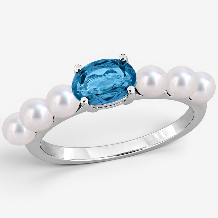 Image 755924.jpg, Product 755-924 / Price $169.99, Amour Pearls Sterling Silver London Blue Topaz And Freshwater Pearl Ring from Amour Pearls on TSC.ca's Jewellery department