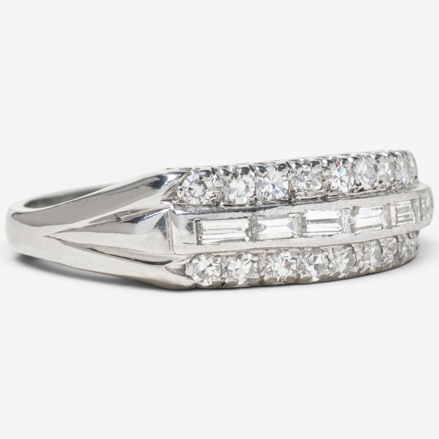 Image 755948_ALTMORE1.jpg, Product 755-948 / Price $3,995.00, Estate Originals Platinum Baguette and Round Three-Row Diamond Ring from Estate Originals on TSC.ca's Jewellery department
