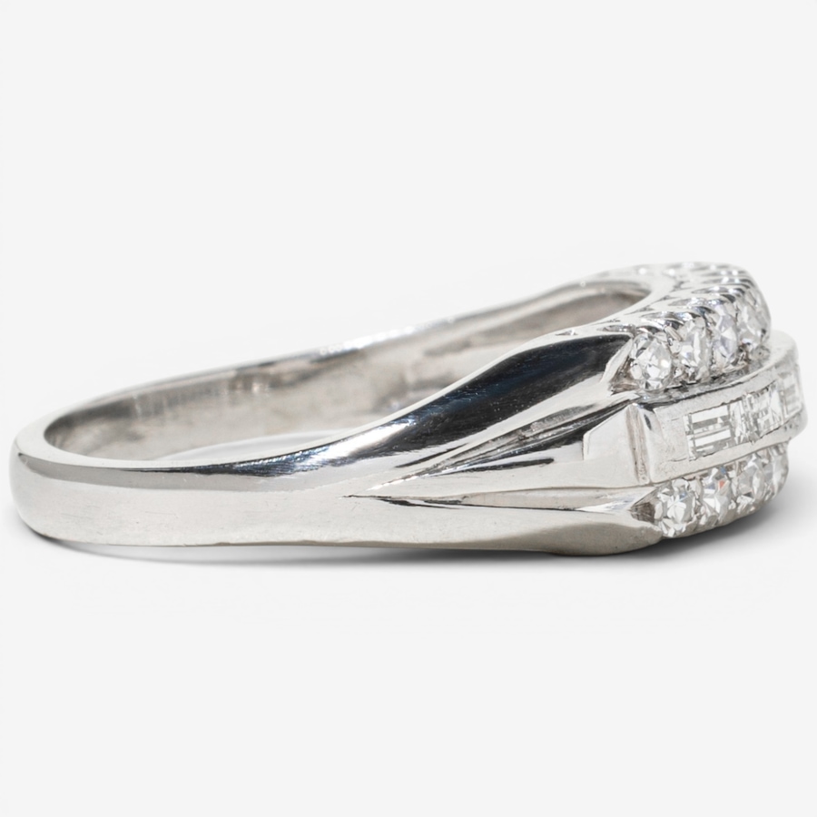 Image 755948_ALTMORE2.jpg, Product 755-948 / Price $3,995.00, Estate Originals Platinum Baguette and Round Three-Row Diamond Ring from Estate Originals on TSC.ca's Jewellery department