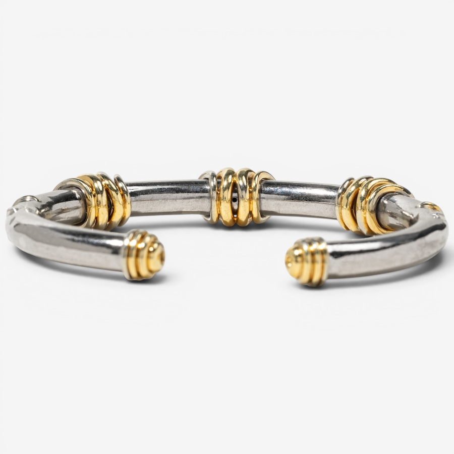 Image 755950_ALTMORE3.jpg, Product 755-950 / Price $10,995.00, Estate Originals 18K White and Yellow Gold Cabochon-Cut Ruby and Sapphire Open-Cuff Bracelet with Diamonds from Estate Originals on TSC.ca's Jewellery department